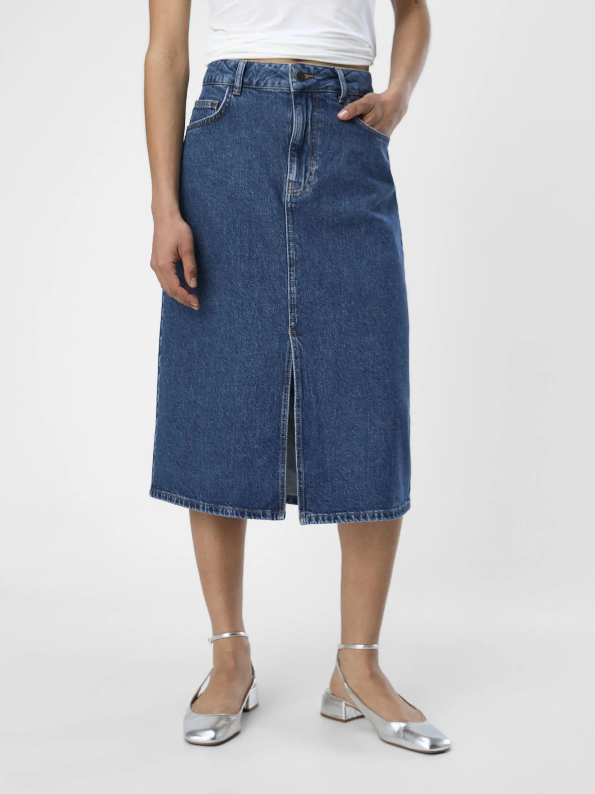 DENIM MIDDELLANGE ROK