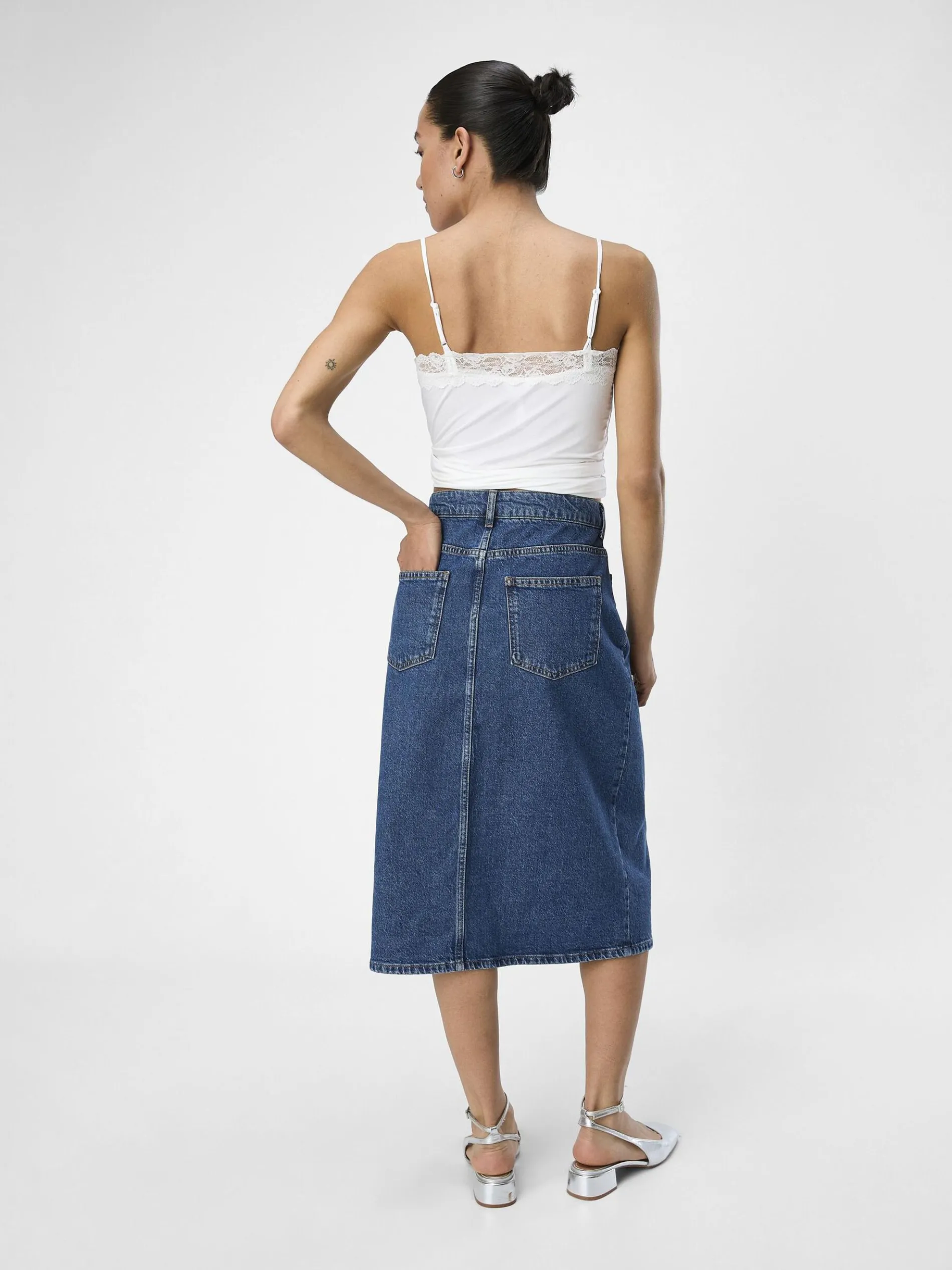 DENIM MIDDELLANGE ROK