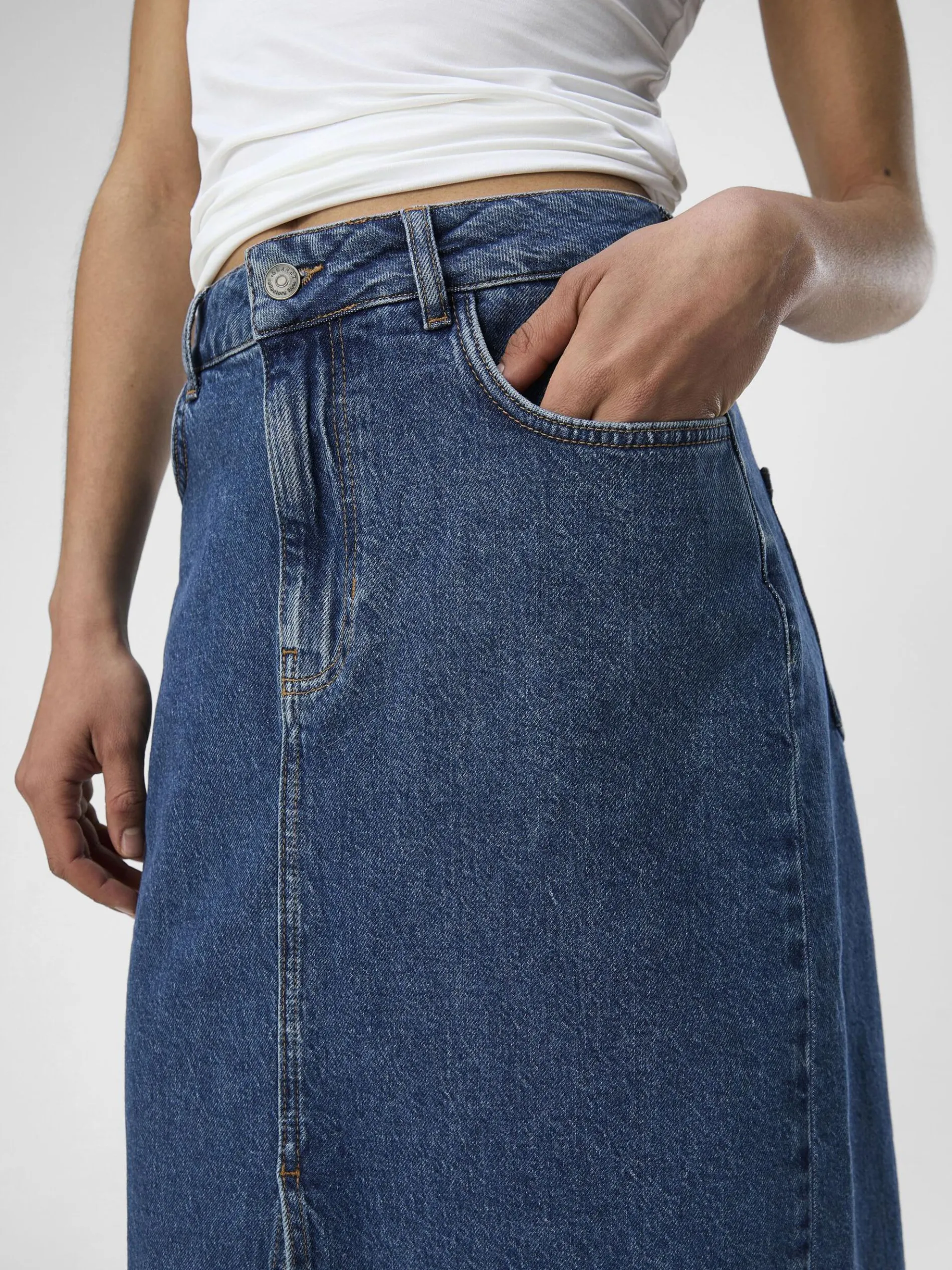 DENIM MIDDELLANGE ROK