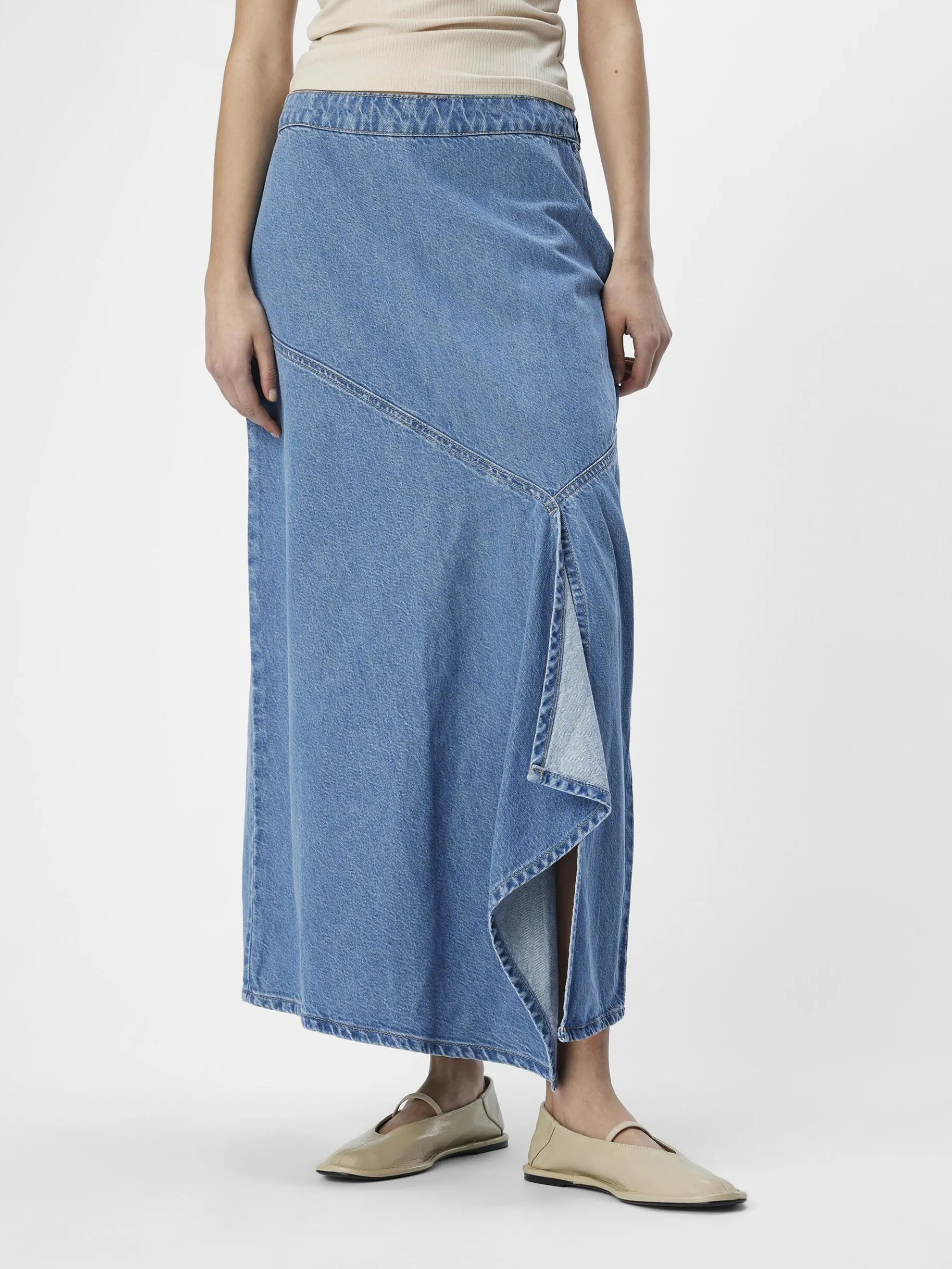 DENIM MIDDELLANGE ROK