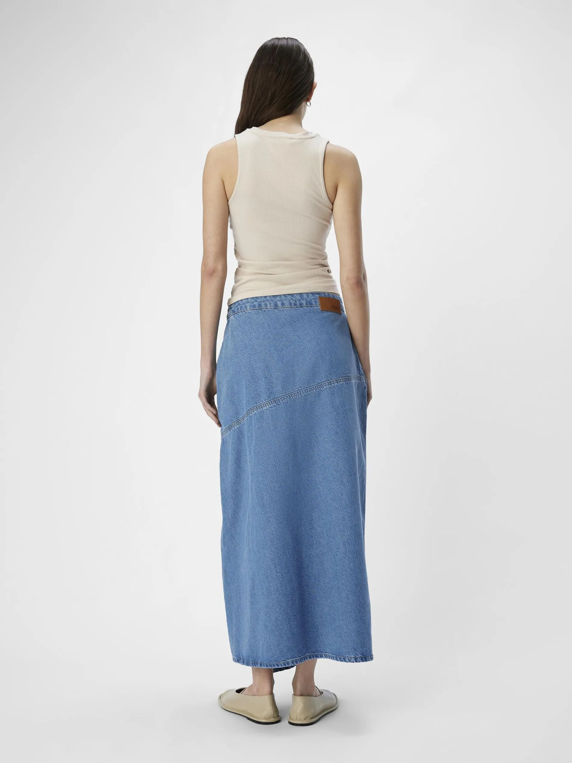 DENIM MIDDELLANGE ROK
