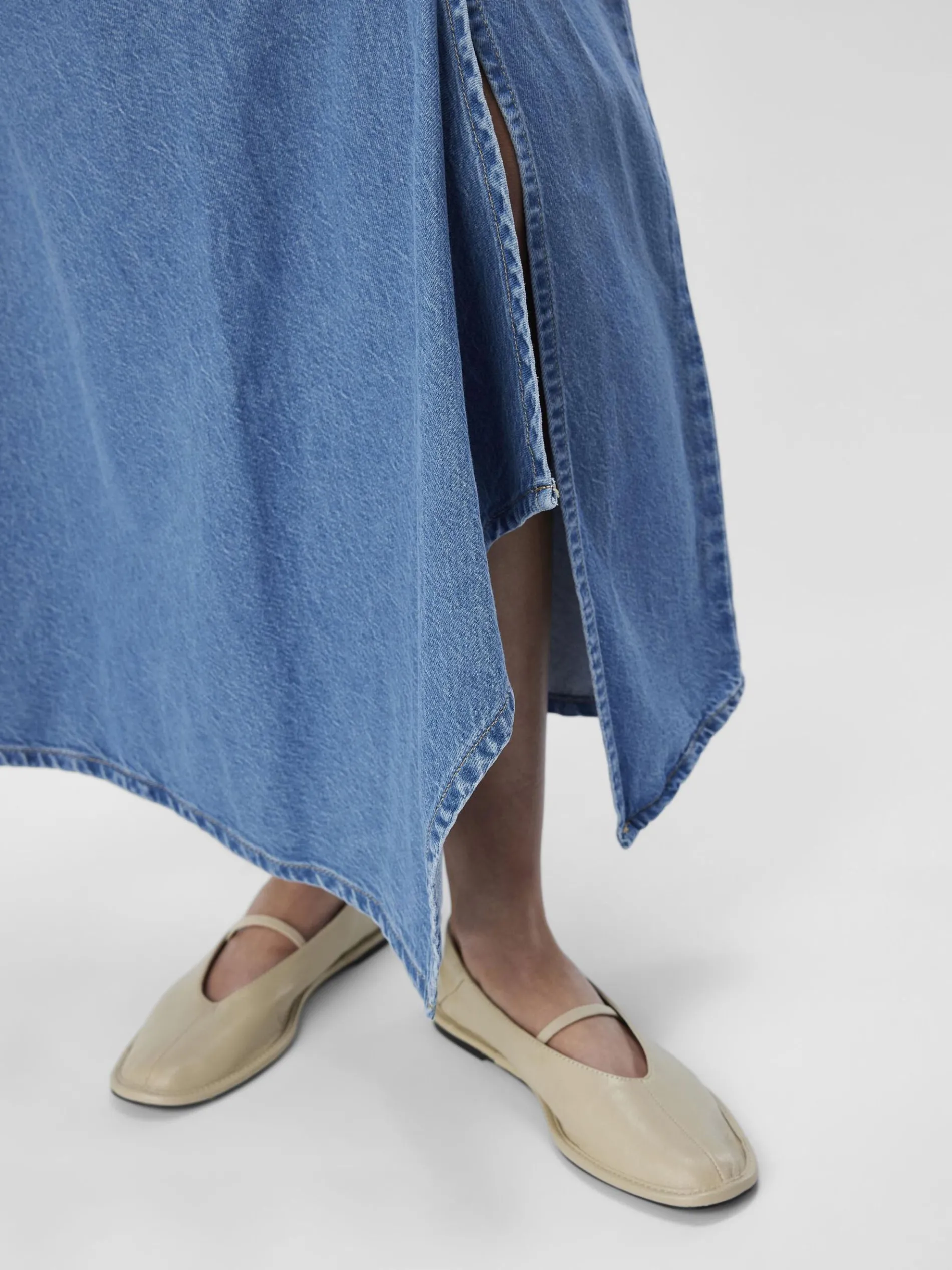 DENIM MIDDELLANGE ROK