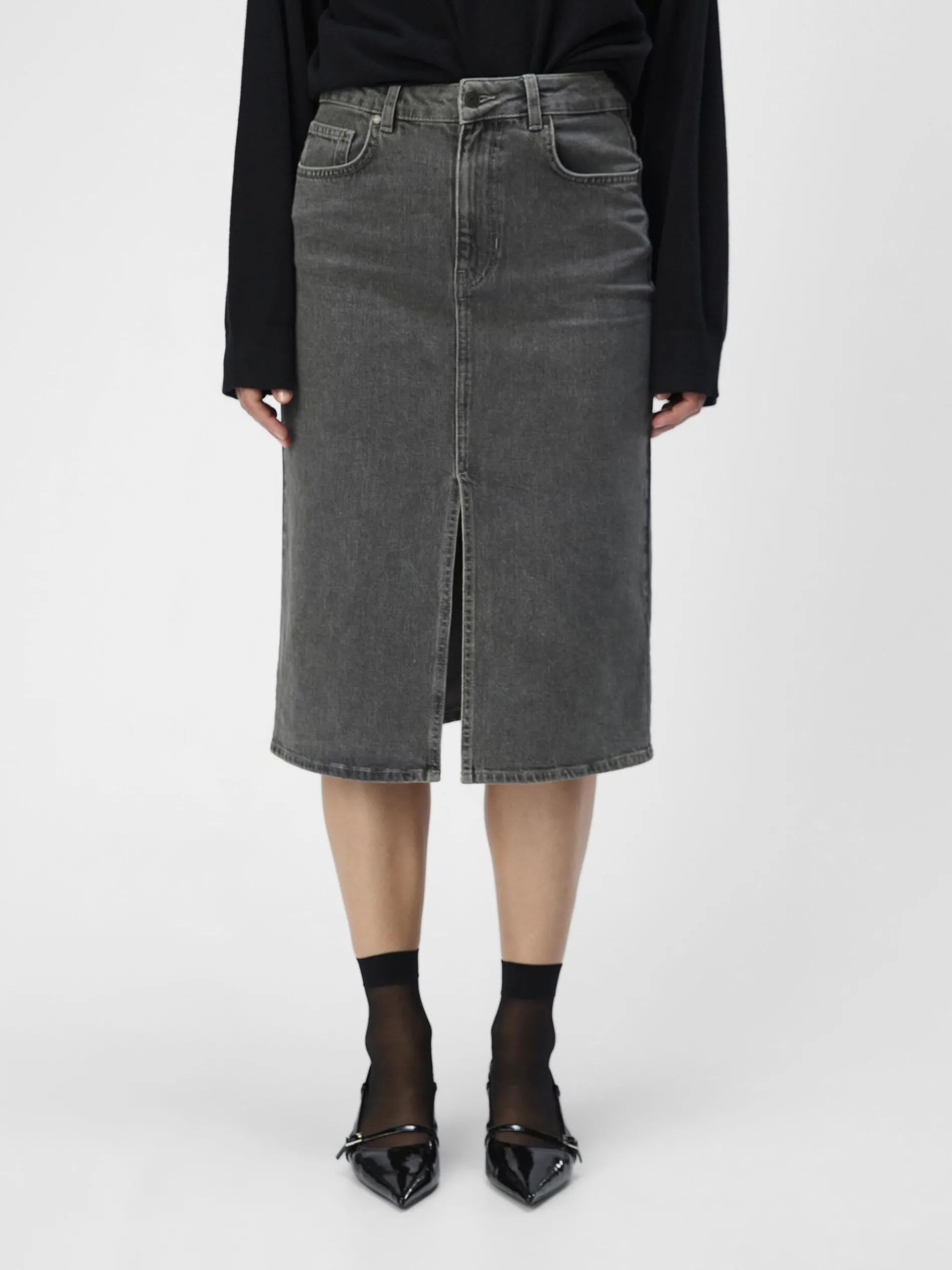 DENIM MIDDELLANGE ROK