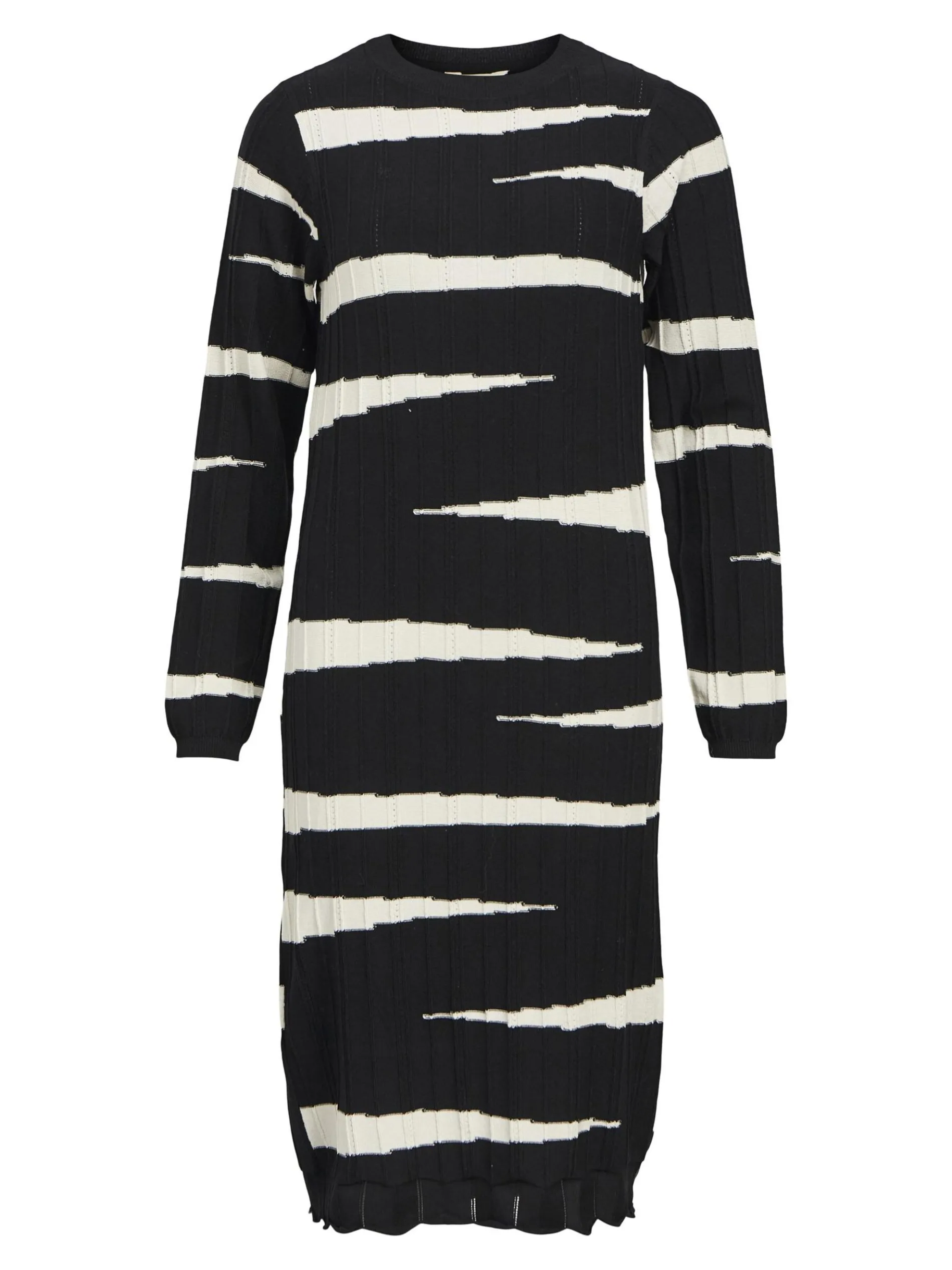 GESTREEPT GEBREIDE JURK
