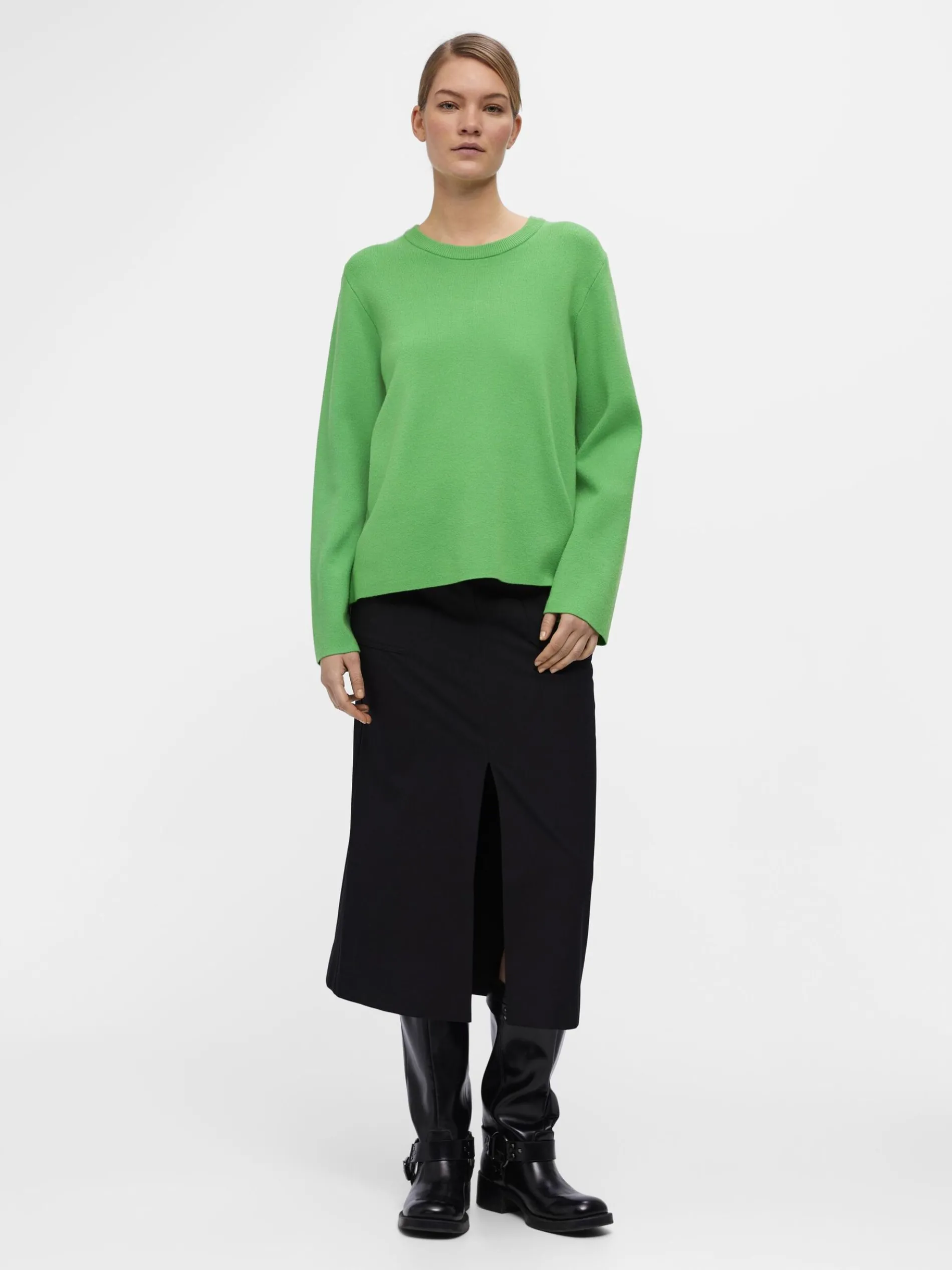 LANGE MOUWEN GEBREIDE TRUI