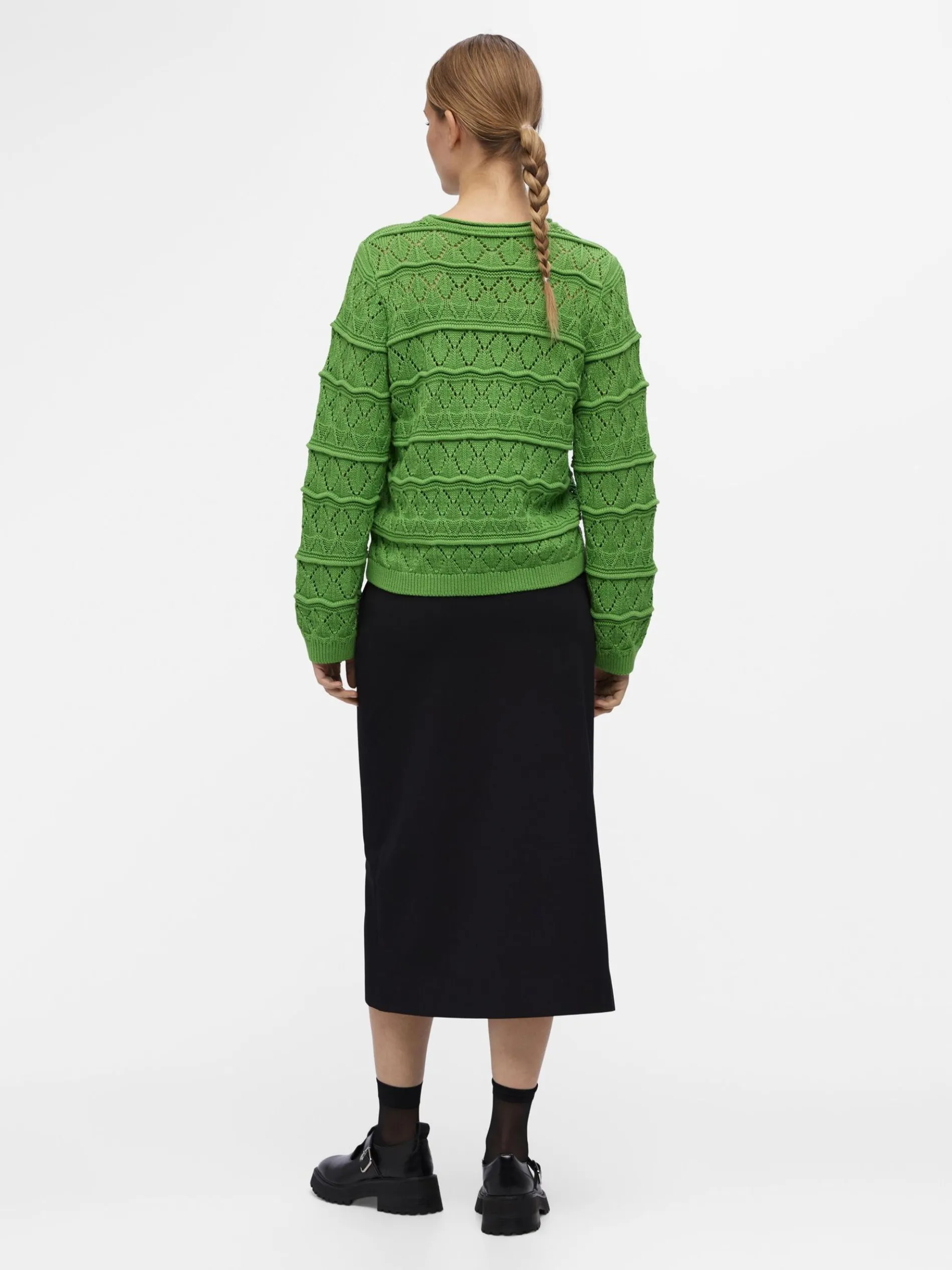 LANGE MOUWEN GEBREIDE TRUI