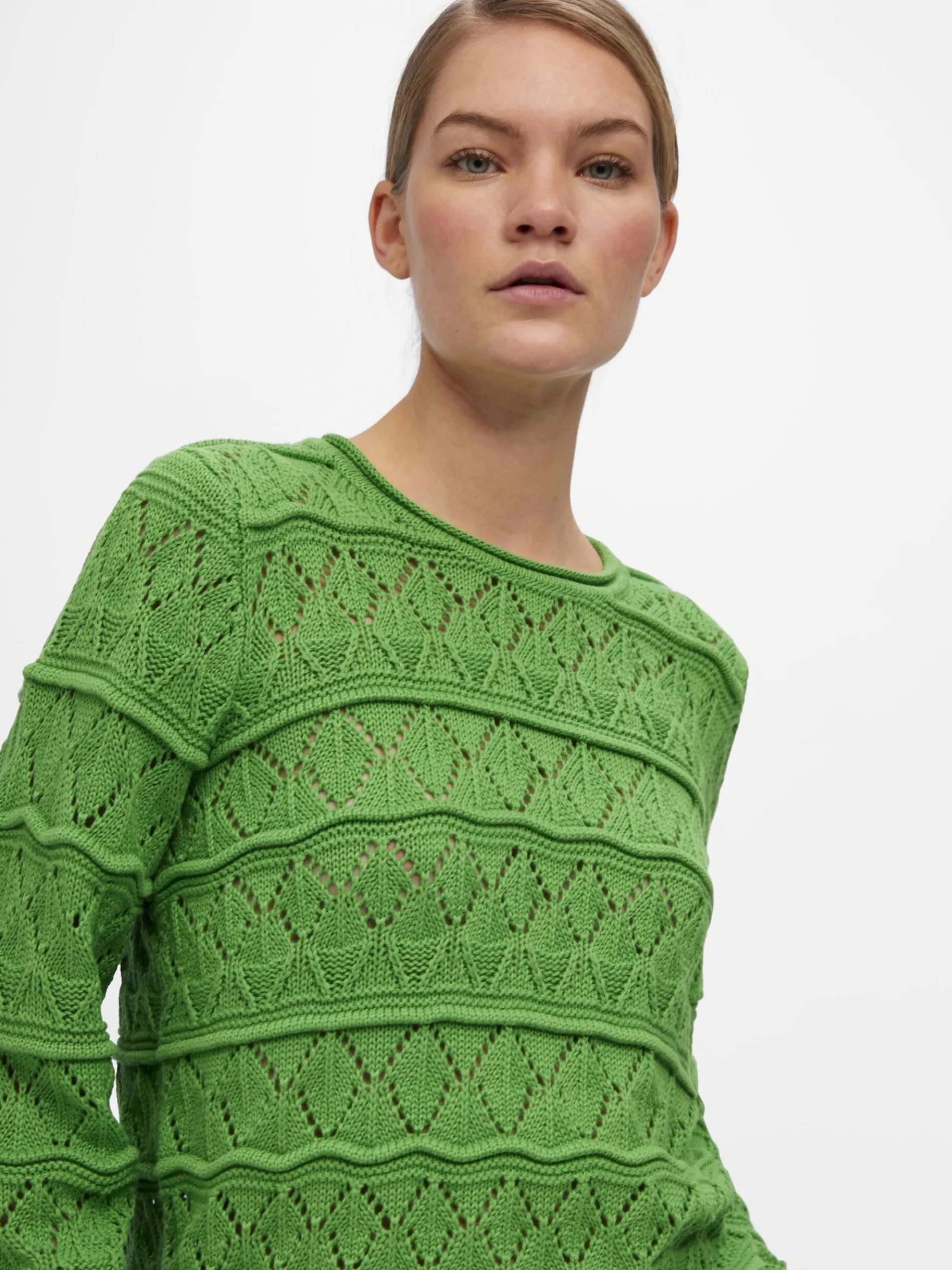 LANGE MOUWEN GEBREIDE TRUI